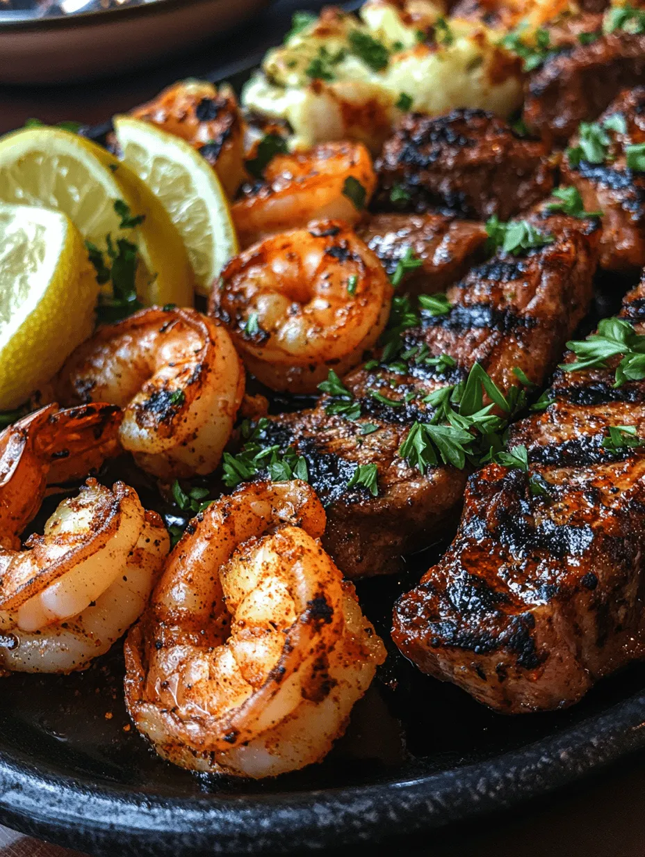 Are you ready to embark on a flavor-packed culinary adventure? This Spicy Cajun Surf and Turf Platter truly embodies the vibrant essence of Cajun cuisine. Picture succulent shrimp paired with a juicy ribeye steak, all seasoned to perfection and grilled until beautifully charred. This dish is more than just a meal; it’s an experience that tantalizes the taste buds and warms the heart, making it ideal for gatherings, barbecues, or a cozy night in.