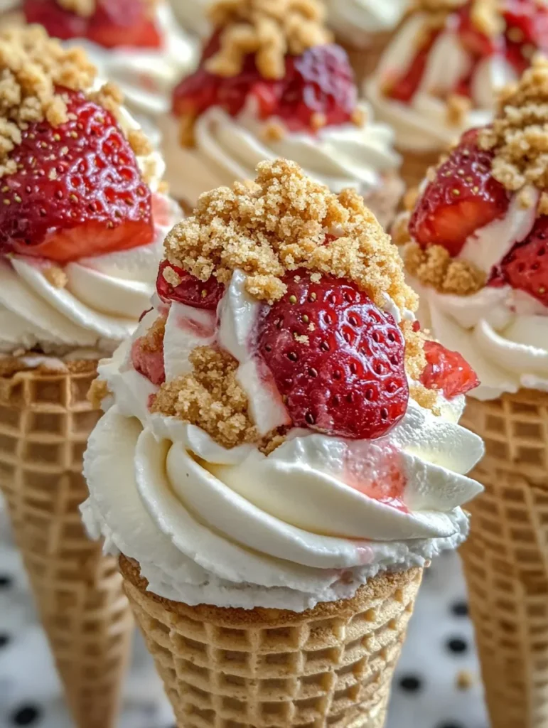 Imagine a sun-drenched day, a gentle breeze rustling through the trees, and the sweet aroma of strawberries in the air. Our Strawberry Crunch Cheesecake Cones beautifully encapsulate this experience! This delectable dessert combines the creamy richness of cheesecake with a satisfying crunch, all served in a fun ice cream cone. Perfect for picnics, summer parties, or simply as a delightful treat at home, these cones are bound to be a hit with both kids and adults alike!