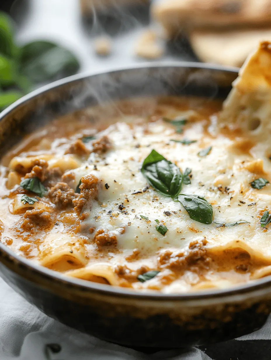 Imagine a warm bowl of Creamy Alfredo Lasagna Soup, where each spoonful is a delightful blend of rich flavors and comforting textures. This dish captures the essence of traditional lasagna but in a cozy soup form, making it perfect for chilly evenings or gatherings with friends and family. The creamy broth combined with tender noodles and flavorful Italian sausage creates an irresistible comfort food experience. This recipe has become a staple in our household, serving as a reminder that homely dishes can also be unique and adventurous.