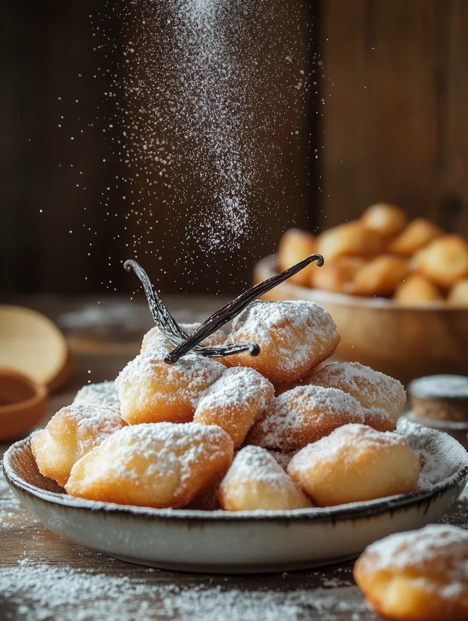 Imagine indulging in a warm, fluffy treat that feels like biting into a cloud—light, airy, and dusted with powdered sugar. Welcome to the Sugar-Dusted Vanilla Clouds, also known as beignets! These delightful pastries are perfect for any occasion, providing a comforting taste of nostalgia wrapped in a delicate vanilla flavor. Whether you're hosting a brunch or simply want a sweet afternoon pick-me-up, this recipe will surely impress. Each bite offers a tempting sweetness balanced with a hint of nutmeg that elevates the overall experience.