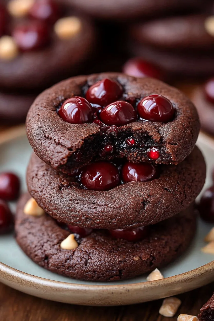 Chocolate cherry cookies are a delightful combination of rich, fudgy chocolate and the tangy sweetness of cherries. These thumbprint cookies feature a decadent chocolate base paired with a luscious chocolate cherry ganache filling, making them the perfect treat for any special occasion or casual indulgence. Whether it's Valentine’s Day, a holiday tray, or a midweek dessert craving, these cookies promise to deliver joy in every bite.