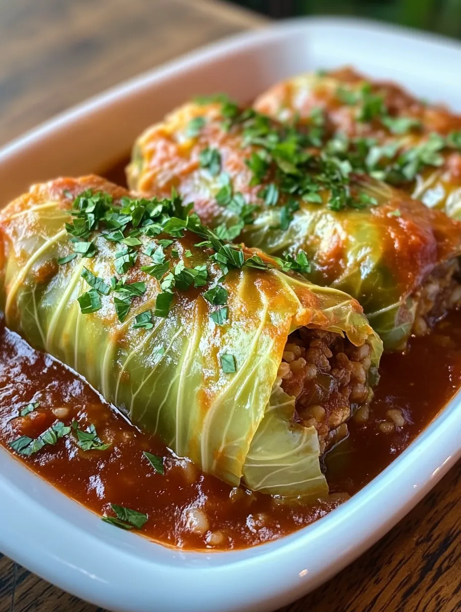 Imagine savouring a comforting plate of Savory Stuffed Cabbage Rolls, each bite bursting with delicious flavors. This wholesome dish combines tender cabbage leaves wrapped around a flavorful meat and rice filling, all simmered in a rich tomato sauce. Perfect for family dinners or gatherings, these cabbage rolls are not only delicious but also a nostalgic recipe passed down through generations. Whether enjoyed as a main course or a delightful side dish, these stuffed cabbage rolls are sure to please everyone at the table.