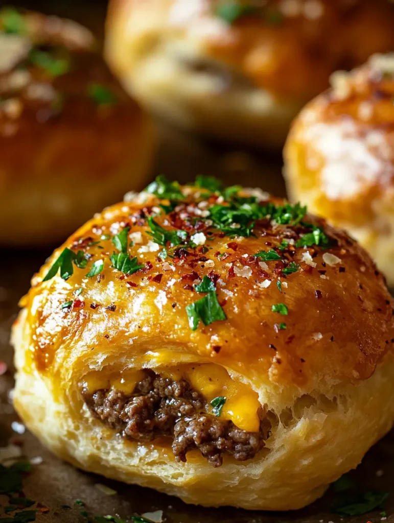 If you're craving a scrumptious bite that envelops tender, juicy beef, molten cheese, and a burst of garlicky flavor, look no further than Garlic Parmesan Cheeseburger Bombs! These delightful bites are the perfect addition to any party, game day, or even a cozy family dinner. Combining classic cheeseburger flavors with a soft biscuit exterior, this dish elevates comfort food to a whole new level. Picture yourself breaking open a warm bomb, steam swirling up, revealing gooey cheese and delicious beef—simply irresistible!