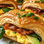 Imagine waking up to the warm, buttery aroma of freshly baked croissants wafting through your kitchen. The Flaky Dreamy Croissant Breakfast Sandwiches are the epitome of a luxurious breakfast. These sandwiches are packed with fluffy scrambled eggs, crispy bacon, creamy avocado, and vibrant spinach, all nestled within the flaky embrace of a buttery croissant. Perfect for weekend brunches or a special breakfast treat, this dish is sure to impress family and friends alike!