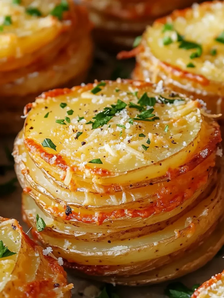 If you’re craving a dish that embodies delicious comfort and culinary craftsmanship, look no further than these Crispy Cheesy Garlic Potato Stacks! Imagine golden, crispy potatoes layered high, infused with the rich flavor of garlic, and topped with a bubbly blend of sharp cheddar and Parmesan cheese. They are not just a feast for the eyes but a game changer for any meal — perfect as an appetizer or a side dish. This recipe is a delightful crowd-pleaser and a must-try for any potato lover.