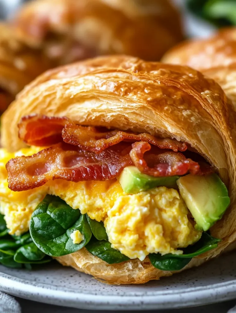 Imagine starting your day with a decadent breakfast that feels like a warm hug – that's exactly what Croissant Breakfast Bliss offers! Layers of fluffy scrambled eggs mixed with sharp cheddar, crispy bacon, sautéed spinach, and creamy avocado, all housed in a buttery croissant. This dish isn't just a morning meal; it's an experience of textures and flavors that will elevate any breakfast table. Perfect for brunch gatherings or a cozy Sunday morning, this recipe is bound to become a favorite in your household.