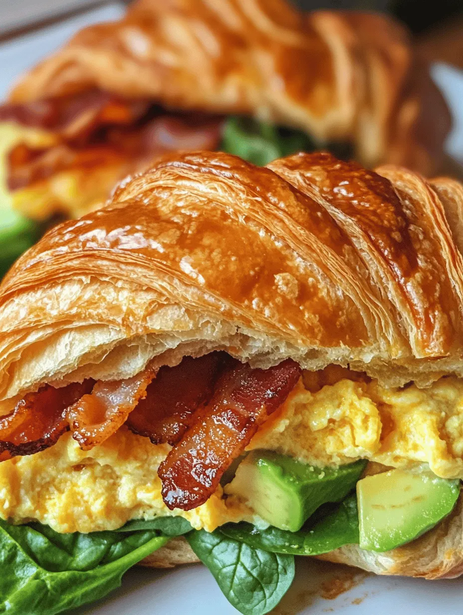 Start your day off right with the Breakfast Croissant Sandwich Extravaganza, a dish that takes breakfast to a whole new level! Picture this: flaky, buttery croissants stuffed with fluffy scrambled eggs, crispy bacon, creamy avocado, and fresh spinach. This sandwich is not just a meal; it’s a morning celebration that will have your taste buds dancing with joy. Whether you’re hosting brunch or simply treating yourself to a special breakfast at home, this recipe is sure to impress!