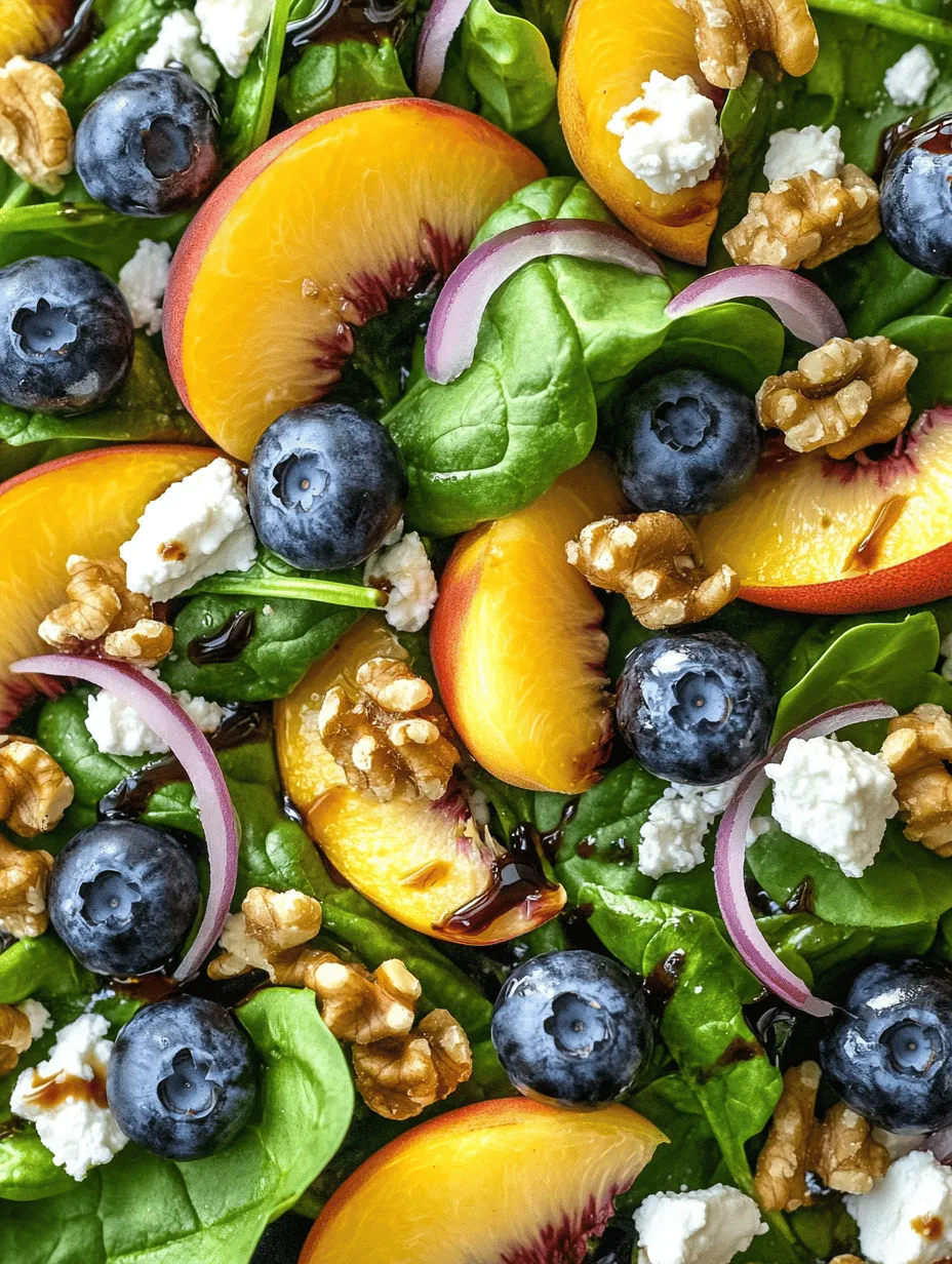 If you're searching for a vibrant, refreshing dish to brighten up your summer meals, look no further than this Blueberry Peach Feta Salad! Bursting with the sweetness of ripe peaches and juicy blueberries, combined with the creamy texture of feta cheese and earthy walnuts, this salad is not only visually appealing but also a flavor-packed delight. It’s perfect for picnics, BBQs, or simply as a light lunch. Trust me; once you try this salad, it will become your go-to recipe for gatherings and everyday enjoyment!