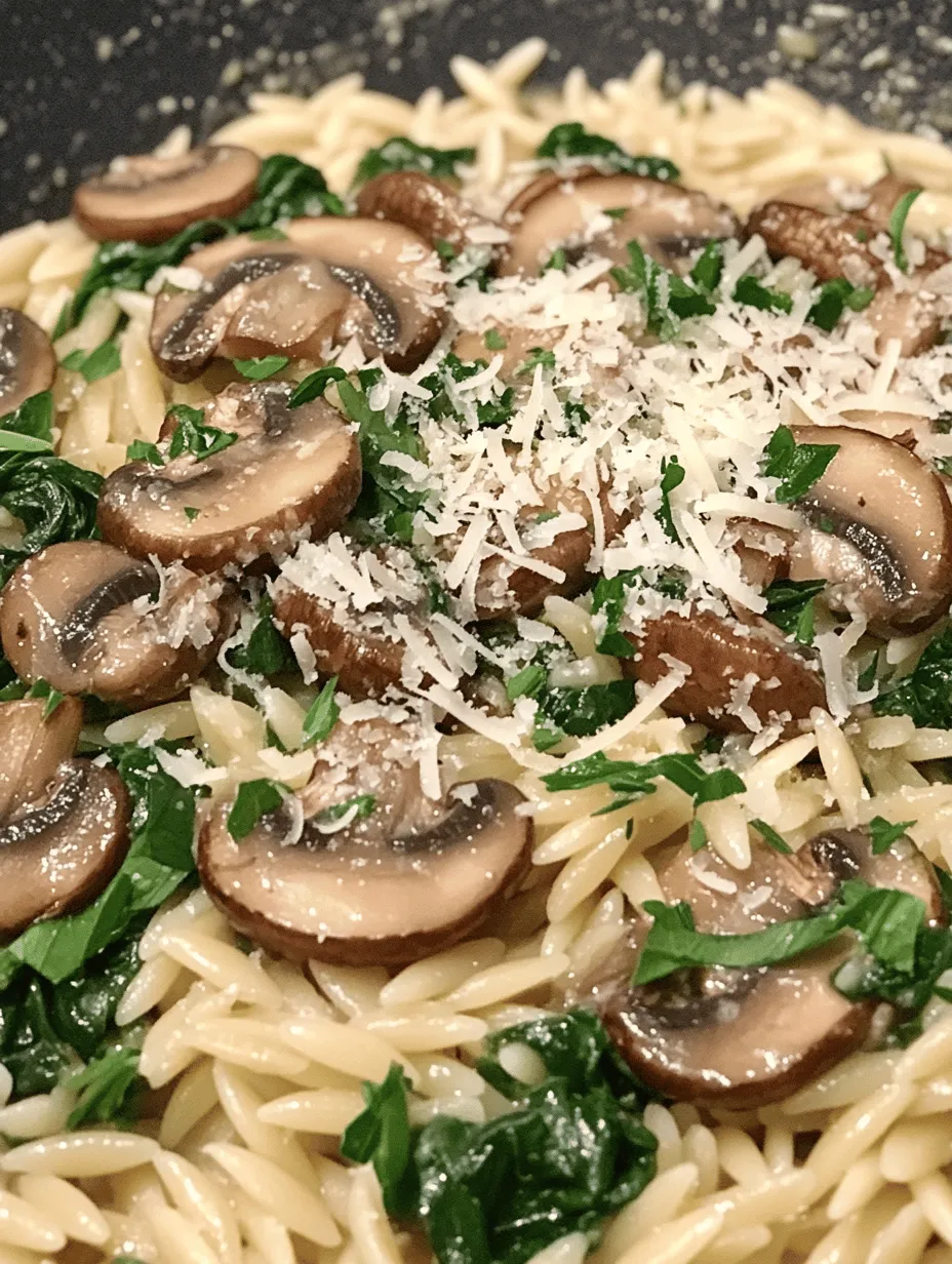 Imagine a bowl filled with tender orzo pasta, sautéed cremini mushrooms, and vibrant green spinach brought together with a hint of lemon and a sprinkle of Parmesan cheese. That’s exactly what this Spinach Mushroom Orzo Delight offers! This easy-to-make dish is not only colorful but packed with flavor and nutrients, making it a favorite for both weeknight dinners and special occasions. Whether you're a busy professional or a home cook looking to impress, this recipe is sure to delight your taste buds.