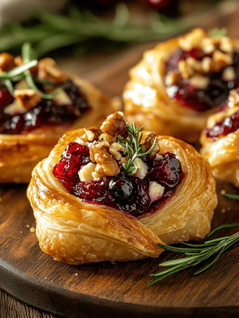 Elevate your appetizer game with these Easy Cranberry Brie Bites! Imagine flaky puff pastry enveloping creamy brie cheese, complemented by tangy cranberry sauce and a hint of crunch from walnuts. Perfect for holiday gatherings or a cozy dinner at home, these bites are not just a treat for the palate but also a feast for the eyes. With their warm golden edges and a burst of colors from the cranberry and herbs, they are sure to be a showstopper!