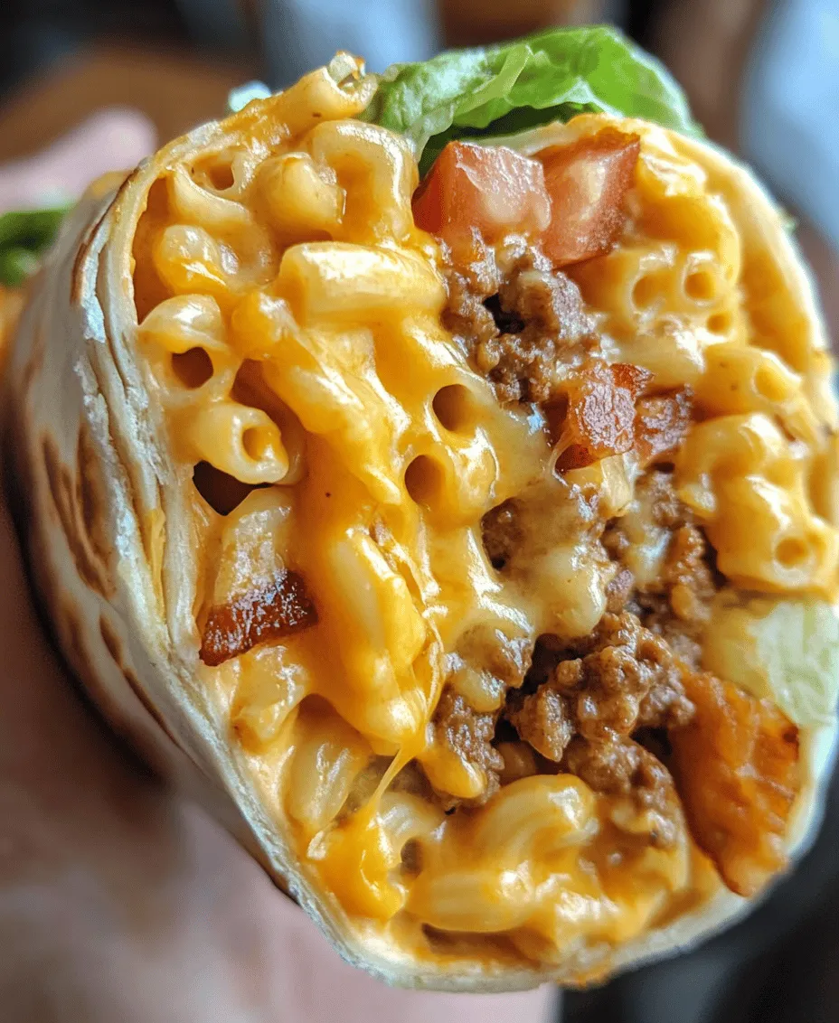 In the world of culinary creativity, few combinations can evoke the same level of comfort and satisfaction as the Mac 'n' Cheese Burger Wrap. This delightful fusion recipe masterfully merges the creamy, cheesy goodness of classic macaroni and cheese with the hearty and satisfying essence of a juicy burger, all wrapped up in a convenient tortilla. Perfect for family meals, gatherings, or casual dining experiences, this dish is not only a crowd-pleaser but also a fun twist on two beloved staples.