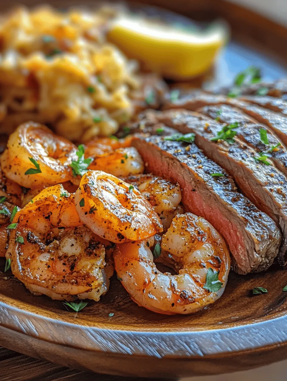 If you're in the mood for a fiery, flavor-packed meal, look no further than this Spicy Cajun Shrimp and Grilled Steak recipe! Combining the succulent taste of perfectly grilled steak with zesty, Cajun-seasoned shrimp, this dish is sure to impress your family and friends. Whether you're hosting a summer barbecue or enjoying a cozy weeknight dinner, this recipe delivers a taste of the South that tantalizes the senses. The smoky aroma and colorful presentation make it a feast for both the eyes and the palate!