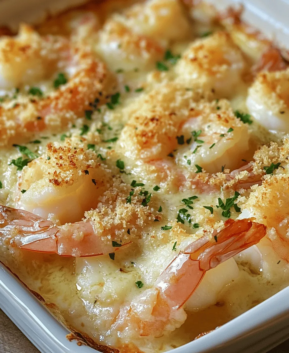 Garlic Shrimp Gratin is a sumptuous seafood dish that marries the rich, aromatic flavors of garlic with creamy cheeses, creating a culinary delight that is both comforting and indulgent. This dish features succulent shrimp nestled in a luscious sauce, topped with a golden, crispy layer of breadcrumbs and cheese that tantalizes the taste buds with every bite. Perfect for casual family dinners or elegant gatherings, Garlic Shrimp Gratin offers a sophisticated yet approachable option that is sure to impress your guests.