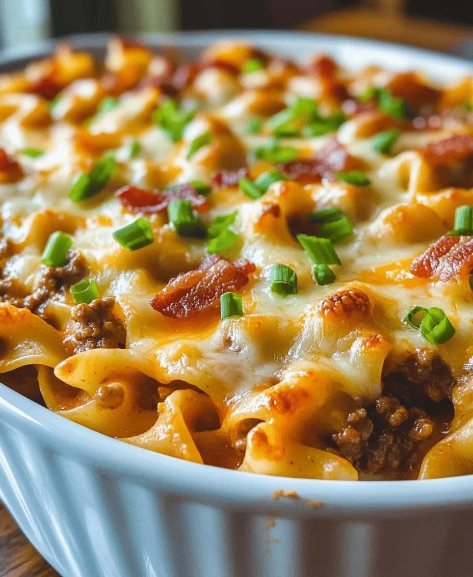 In the realm of comfort food, few dishes rival the satisfaction of a hearty Bacon Cheeseburger Noodle Bake. This delightful casserole combines the savory flavors of a classic cheeseburger with the comforting texture of egg noodles, creating a dish that feels like a warm hug on a plate. It’s a perfect family meal that’s both filling and delicious, making it an ideal choice for busy weeknights or a crowd-pleaser at gatherings. With its rich flavors and satisfying textures, this recipe is bound to become a favorite in your culinary repertoire.