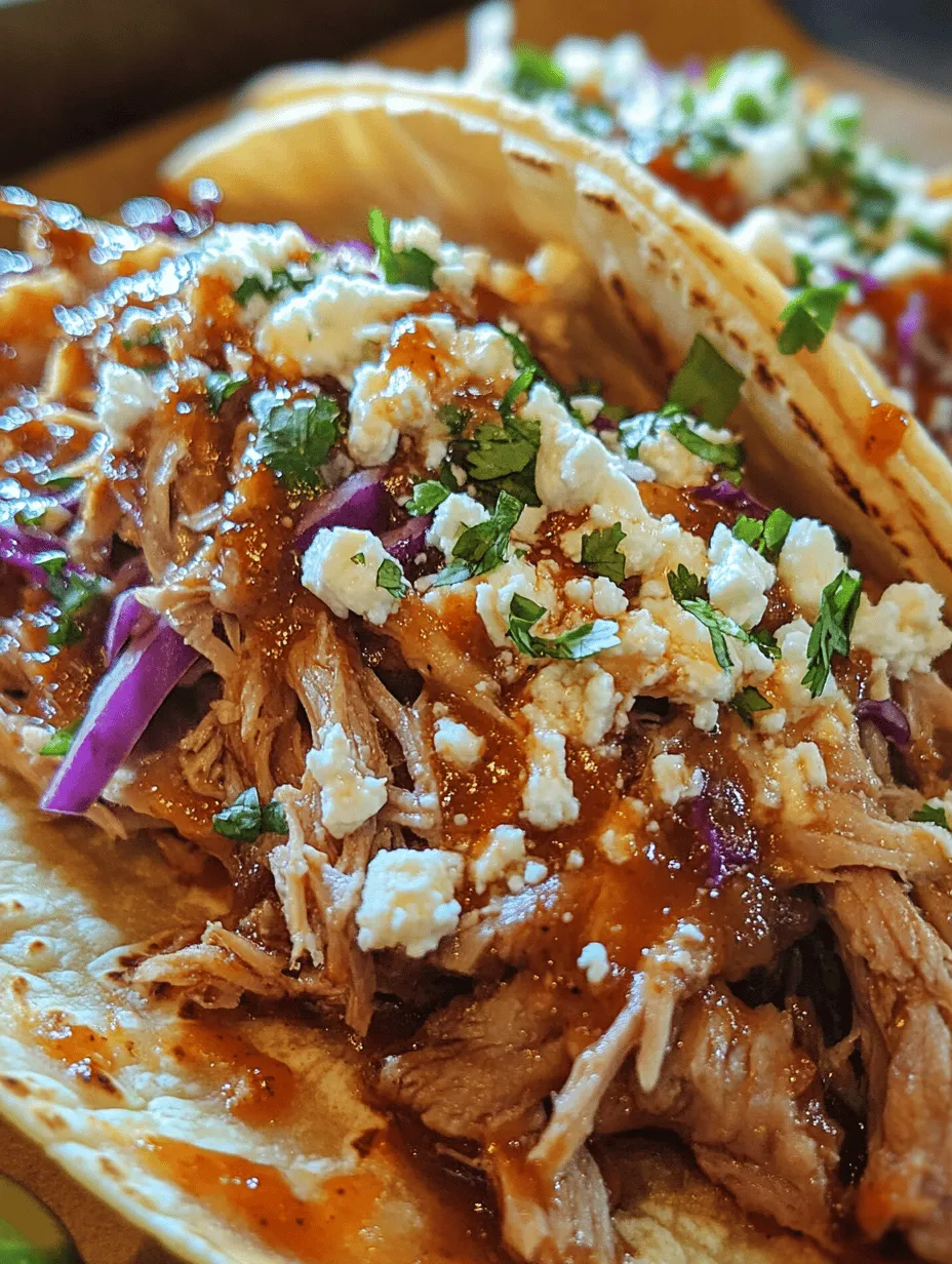 Imagine sinking your teeth into a warm, soft taco filled with tender, smoky pulled pork slathered in zesty chipotle BBQ sauce, topped with crunchy cabbage, fresh cilantro, and a squeeze of lime. These Smoky Chipotle BBQ Pulled Pork Tacos are not just a meal; they're an experience! This dish is perfect for gatherings, game days, or a cozy family dinner. The combination of flavors and textures makes it a go-to for meat lovers, while the enticing aroma will have everyone at the table begging for more.