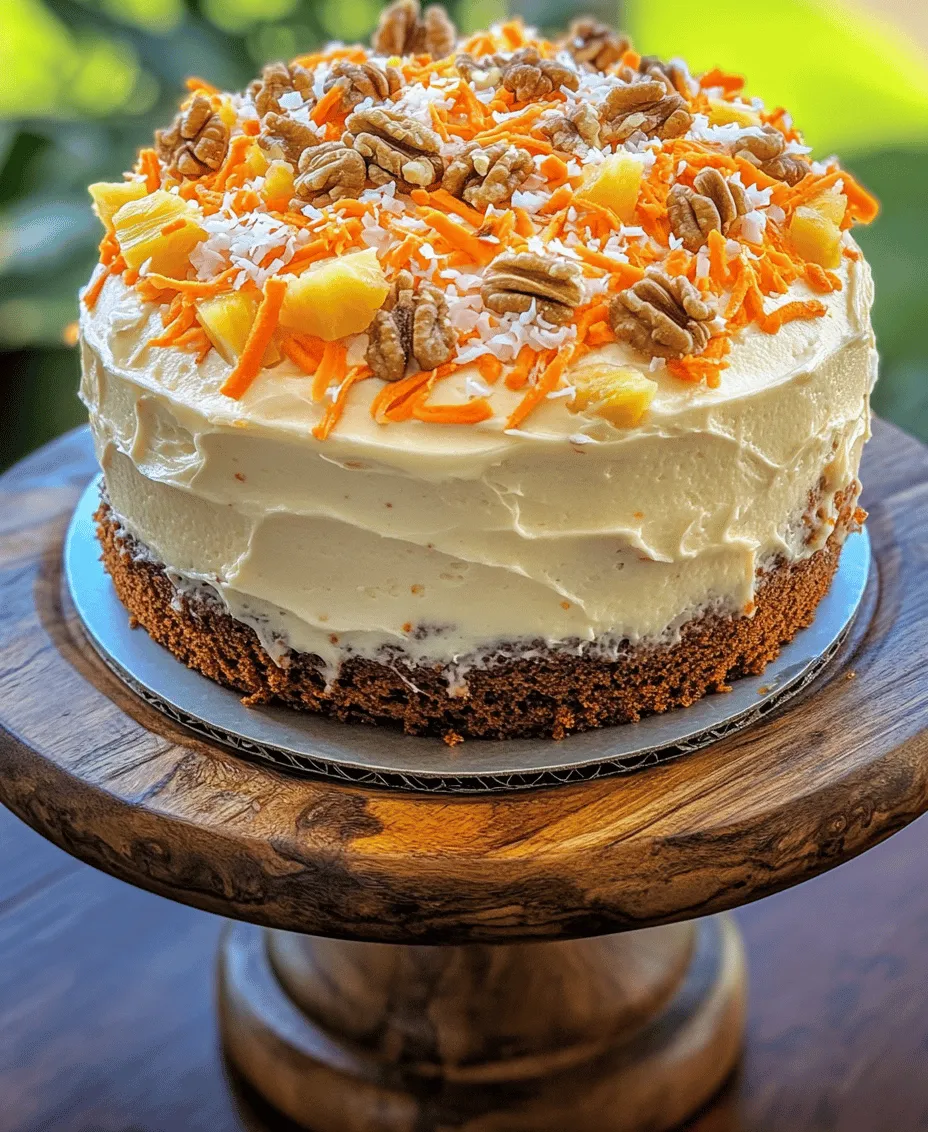 Hawaiian Carrot Pineapple Cake is a delightful twist on the classic carrot cake, offering a symphony of flavors that transport your taste buds to a tropical paradise. This cake is not just a dessert; it is a celebration of the vibrant, sunny flavors reminiscent of Hawaii. The origins of this cake can be traced back to the fusion of traditional recipes brought to the islands by Asian immigrants, where local ingredients like pineapple became staples in baking. The combination of sweet, juicy pineapple with the earthy taste of carrots creates a moist, flavorful cake that is perfect for any occasion, from backyard barbecues to birthday parties.