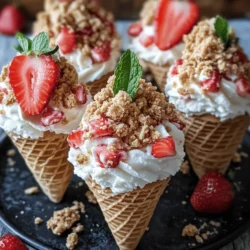 To create the perfect Strawberry Crunch Cheesecake Cones, it’s essential to focus on the quality and balance of the ingredients used. Each component plays a crucial role in achieving the ideal texture and flavor profile that sets these cones apart.