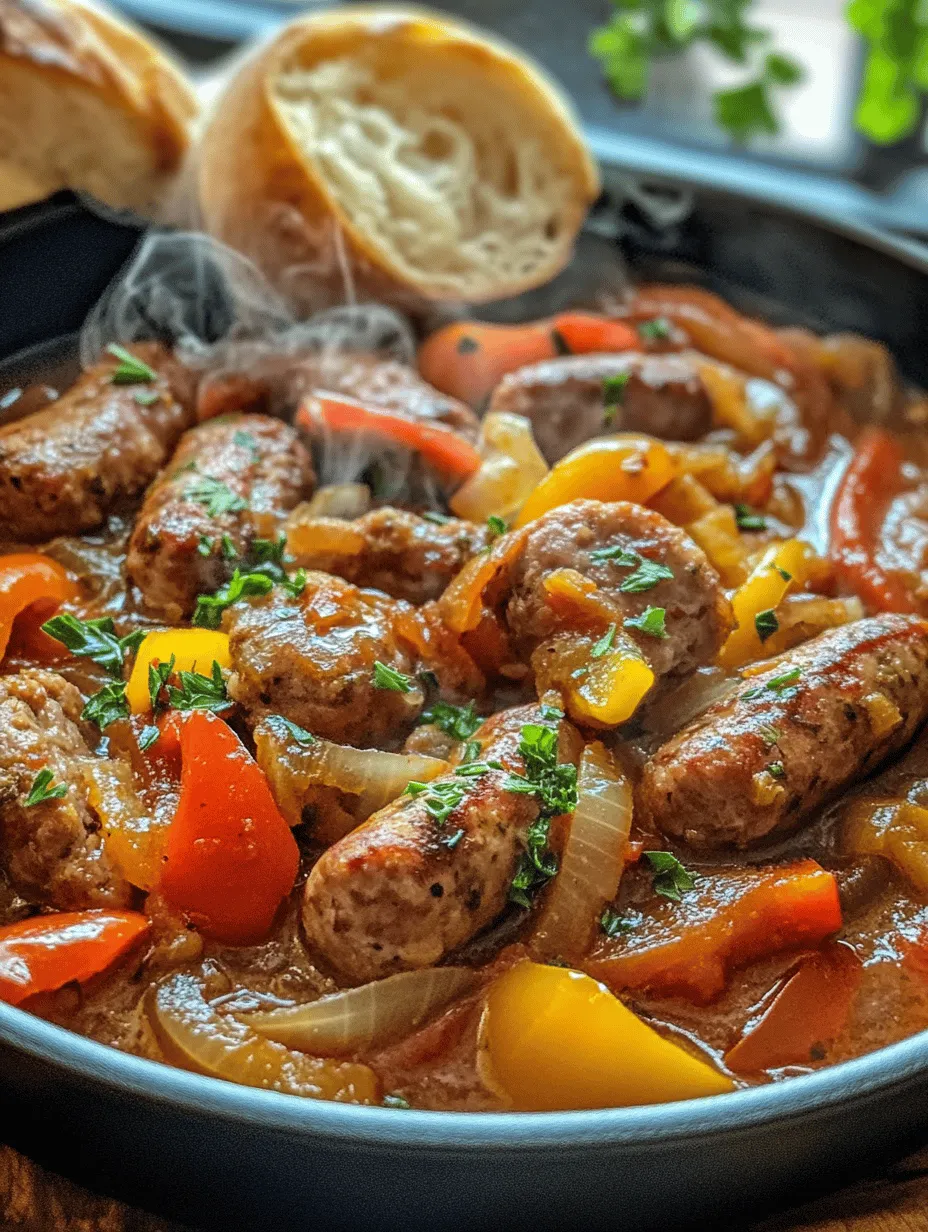 If you're in search of a dish that exudes warmth and hearty flavors, look no further than Sizzling Italian Sausage with Peppers and Onions! This mouthwatering combination of intensely flavored Italian sausages, vibrant bell peppers, and sweet onions is not only a feast for the senses but also a quick and satisfying meal to prepare. Imagine the enticing aroma wafting through your kitchen as the ingredients cook together, drawing everyone’s attention. Whether enjoyed at a family gathering or a casual weeknight dinner, this dish never fails to impress!