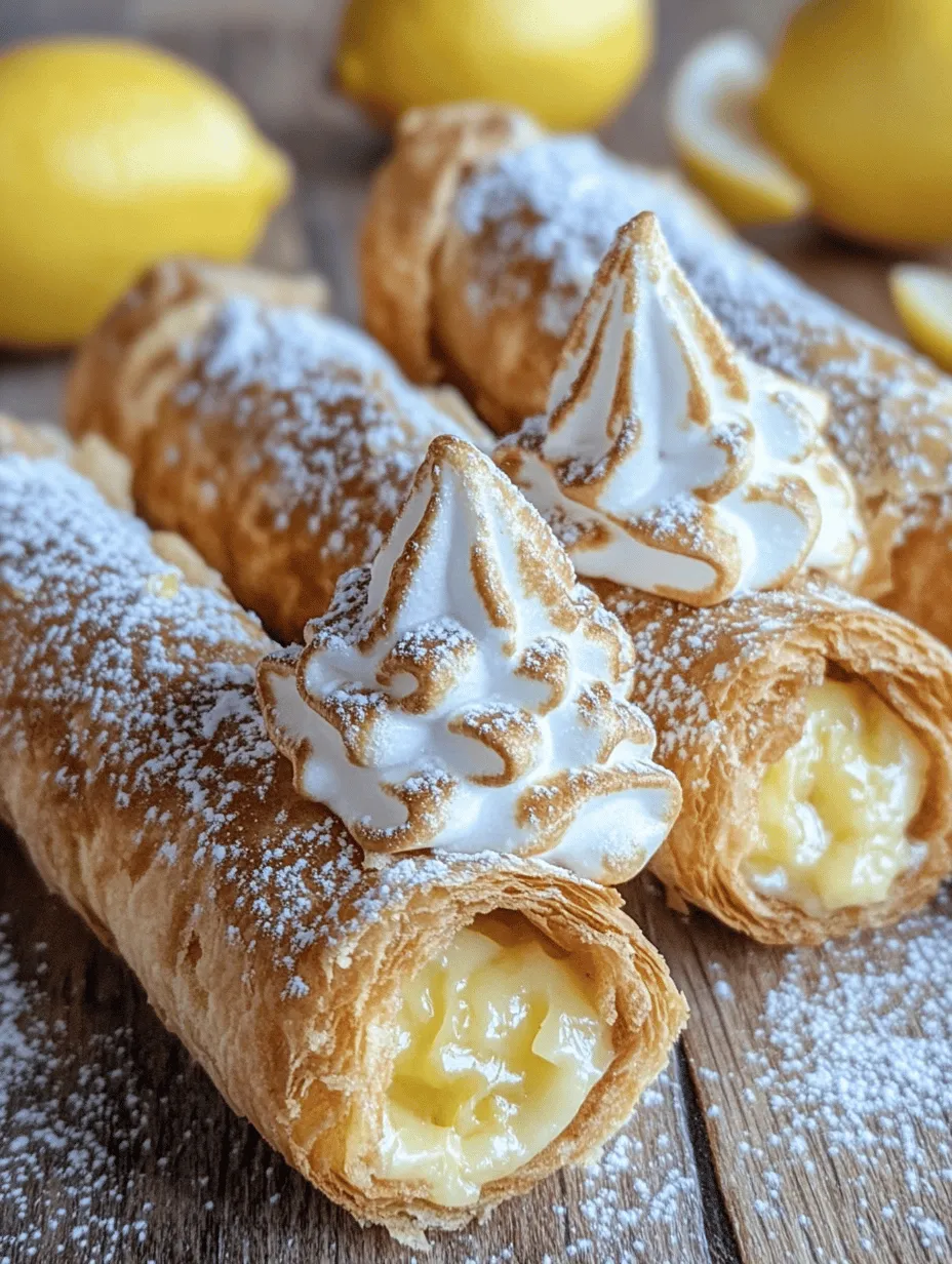 Cannolis are one of the most cherished pastries from Italy, known for their crispy shells and rich, creamy fillings. Traditionally filled with sweetened ricotta cheese, cannolis have delighted dessert lovers for generations. In this innovative recipe, we take the classic concept of cannolis and give it a refreshing twist by combining it with the beloved flavors of lemon meringue pie. The Zesty Lemon Meringue Pie Cannolis offer a delightful balance of tartness and sweetness, encased in a crunchy shell and topped with fluffy, golden meringue. This dessert is perfect for those looking to impress at gatherings or simply indulge in a unique treat.