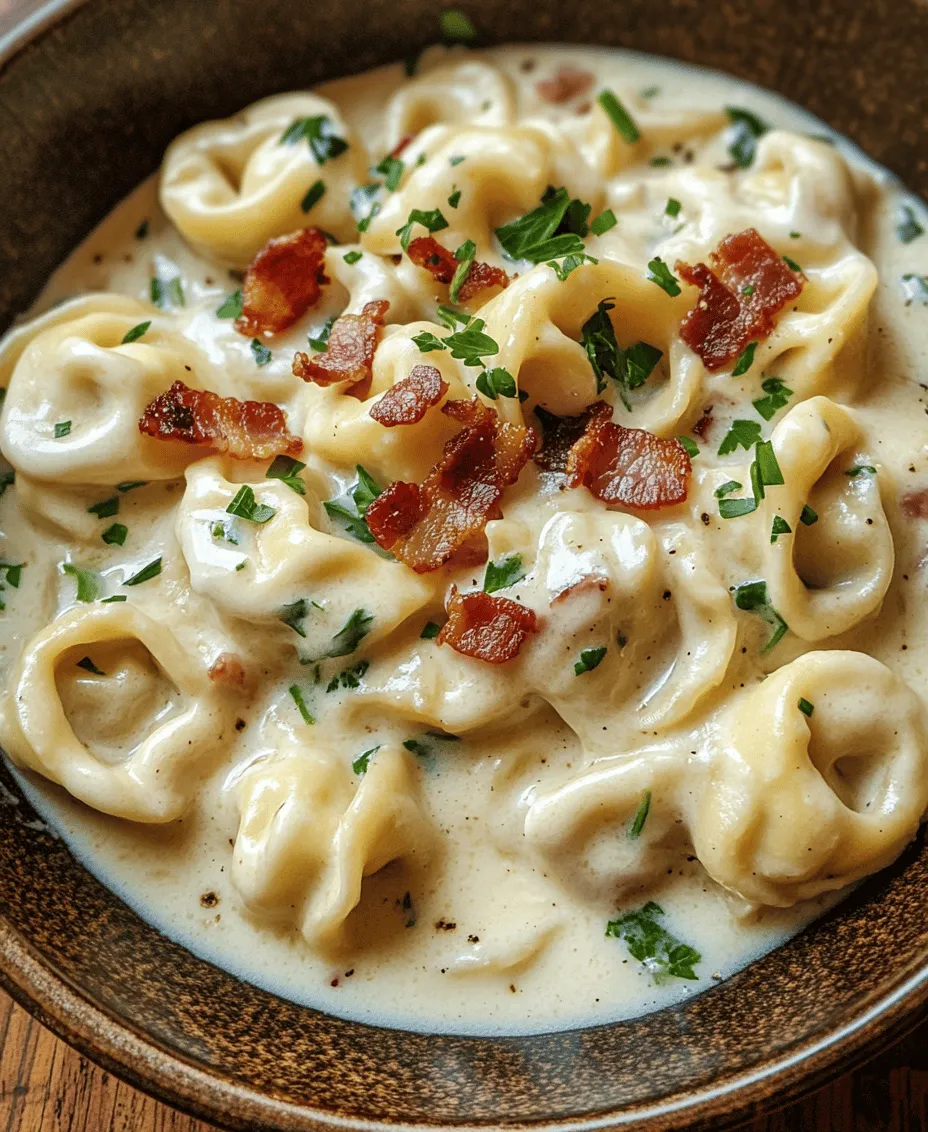 Creamy Bacon Tortellini Alfredo is a dish that embodies the essence of comfort food, combining rich, velvety textures with savory flavors that tantalize the taste buds. This indulgent pasta dish is perfect for cozy weeknight dinners, special occasions, or a satisfying meal that feels like a warm hug on a plate. The creamy Alfredo sauce, enhanced by the savory notes of crispy bacon, envelops the tortellini, creating a delightful culinary experience that is both familiar and luxurious.