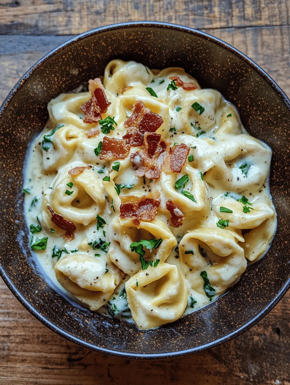 Creamy Bacon Tortellini Alfredo is a dish that embodies the essence of comfort food, combining rich, velvety textures with savory flavors that tantalize the taste buds. This indulgent pasta dish is perfect for cozy weeknight dinners, special occasions, or a satisfying meal that feels like a warm hug on a plate. The creamy Alfredo sauce, enhanced by the savory notes of crispy bacon, envelops the tortellini, creating a delightful culinary experience that is both familiar and luxurious.