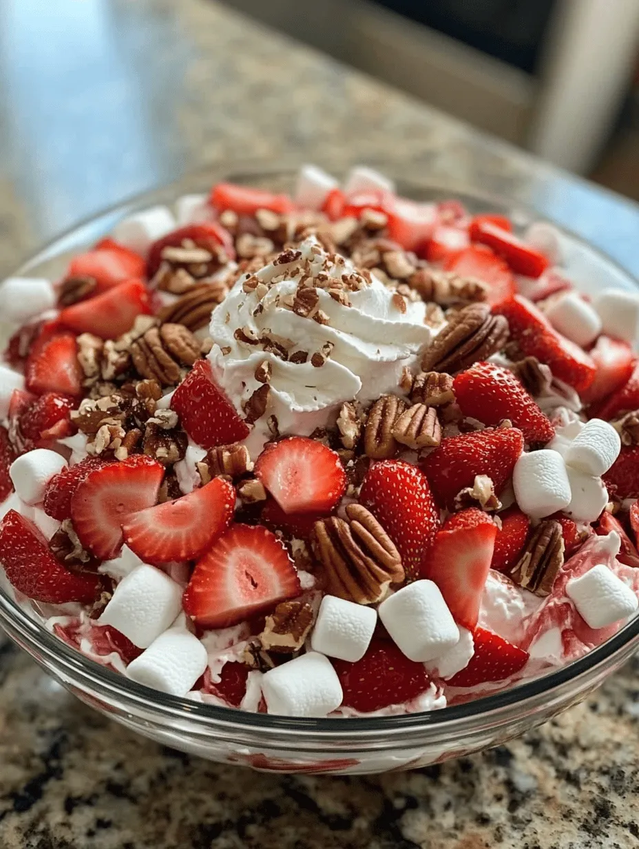 Imagine a dessert that captures the sweetness of fresh strawberries, the creaminess of yogurt, and the delightful crunch of nuts, all while being light and fluffy! Strawberry Fluff Salad is not just a dish but an experience that brings a smile to your face with every bite. This magical salad is perfect for summer gatherings, family barbecues, or just as a refreshing treat after dinner. As a child, it was a staple at our summer picnics, and now it can be a charming addition to your own special occasions!