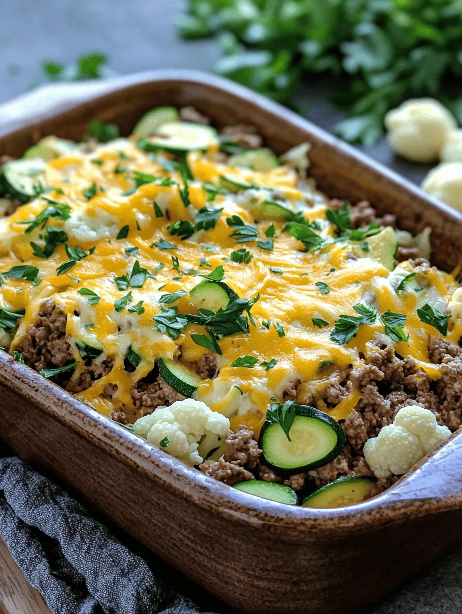 In the ever-evolving world of culinary creativity, finding recipes that are both delicious and low in carbohydrates can be a delightful challenge. Enter the Cheesy Low-Carb Keto Ground Beef Casserole, a nourishing dish that brings comfort food to your dining table without the guilt of excess carbs. This casserole is perfect for anyone following a keto diet, and it is packed with flavors and textures that everyone will love. The beauty of a casserole lies in its versatility; it can serve as a satisfying main course for dinner or be prepped ahead for easy lunches throughout the week.