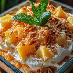 If you’re in search of a light, refreshing dessert that captures the essence of summer, look no further than the Tropical Bliss: No-Bake Pineapple Cream Dessert. This delightful treat combines the sweet, tangy flavor of pineapple with the creamy richness of a smooth filling, all while being remarkably easy to prepare. The best part? You won’t need to turn on your oven! Perfect for warm-weather gatherings or simply as a sweet escape from everyday life, this dessert brings the tropics to your table without any fuss.