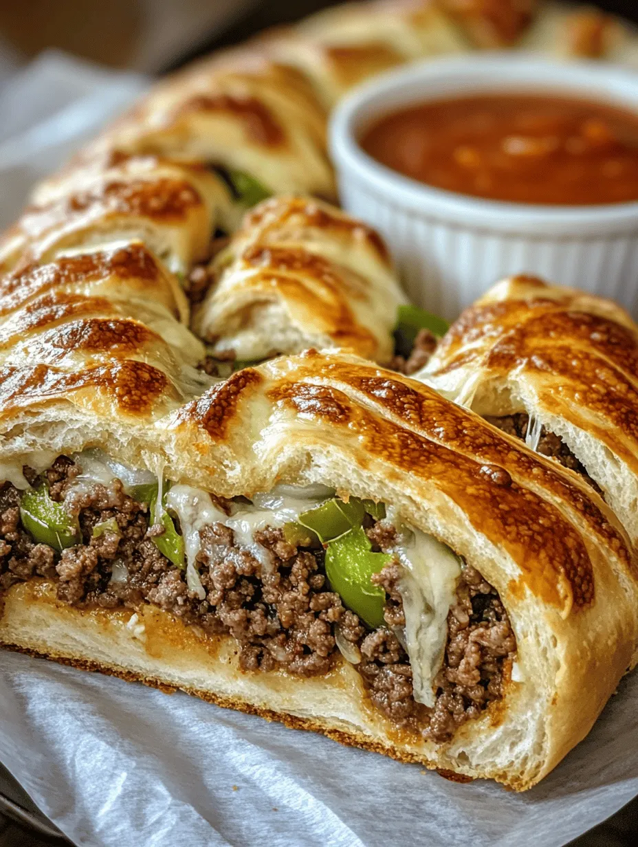 Welcome to the delightful world of fusion cuisine! Today, we’re excited to introduce you to a culinary masterpiece that will tantalize your taste buds: the Philly Cheesesteak Stromboli. This innovative dish pairs the iconic flavors of the classic Philadelphia cheesesteak sandwich with the comforting, flaky goodness of Stromboli. Imagine savory ground beef or thinly sliced steak sautéed with vibrant vegetables, all enveloped in a golden, crispy pizza dough. Whether you're planning a cozy family dinner or looking for a crowd-pleasing appetizer for your next party, this Philly Cheesesteak Stromboli is bound to impress your guests and become a staple in your recipe repertoire.