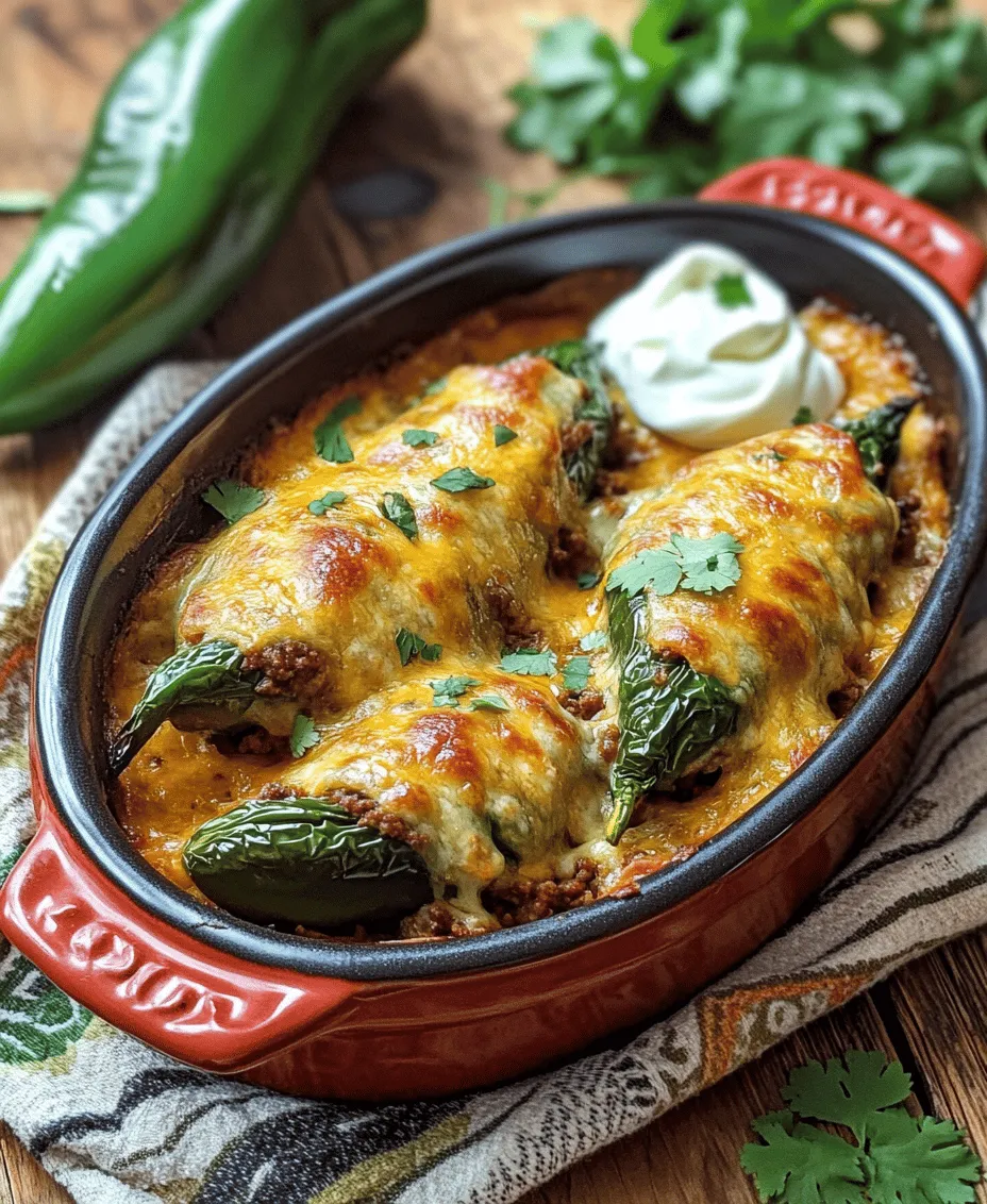 Baked Beef Chiles Rellenos Casserole is a delicious, hearty dish that brings the flavors of traditional Mexican cuisine right to your dinner table. This casserole combines the classic elements of chiles rellenos—stuffed peppers—with a convenient baked format that makes it perfect for busy weeknights or family gatherings. Originating from the rich culinary traditions of Mexico, chiles rellenos are typically made with poblano peppers, which are roasted and filled with cheese or meat. The casserole version simplifies the process while retaining that beloved flavor profile.