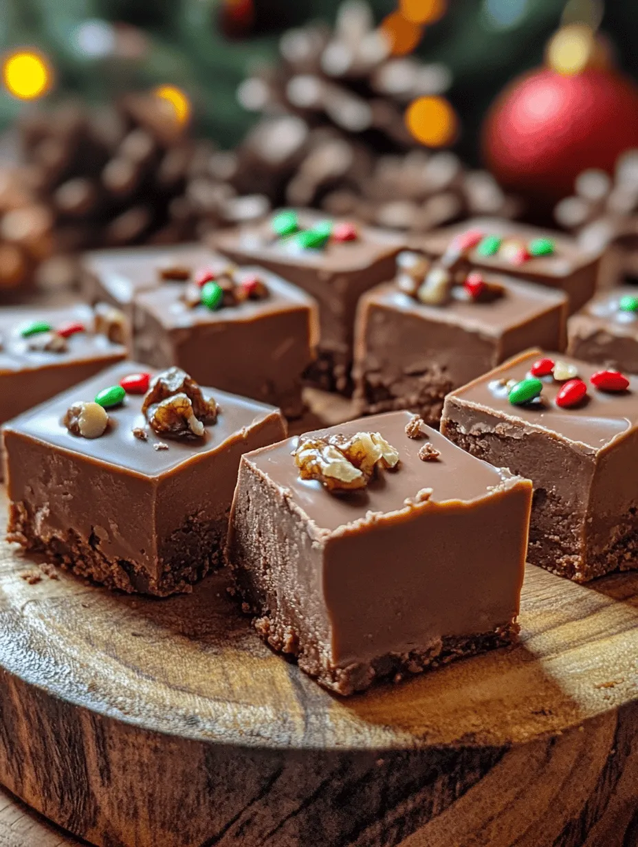 If there’s one treat that embodies the warmth and joy of the holiday season, it’s Christmas Fudge. This luscious, velvety fudge is not just a dessert; it’s a nostalgic experience, often crafted in kitchens filled with laughter, music, and the tantalizing aroma of chocolate. As you prepare to make this delightful sweet, picture yourself surrounded by holiday cheer, sharing bites of the rich fudge with loved ones. The creamy texture, rich chocolate flavor, and festive undertones bring smiles to everyone’s faces, making it a beloved tradition!