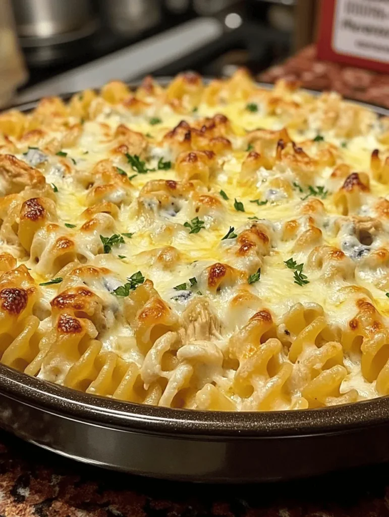 Are you ready to revolutionize your dinner table with this Buffalo Chicken Alfredo Bake? This dish is a delightful blend of flavors that will make your taste buds dance! Creamy Alfredo sauce meets spicy buffalo sauce, perfectly harmonized with tender rotini pasta and shredded chicken. Not only is it a crowd-pleaser, but it's also a fantastic way to use leftover rotisserie chicken. Once you serve this bake to family or friends, they'll be begging for seconds!