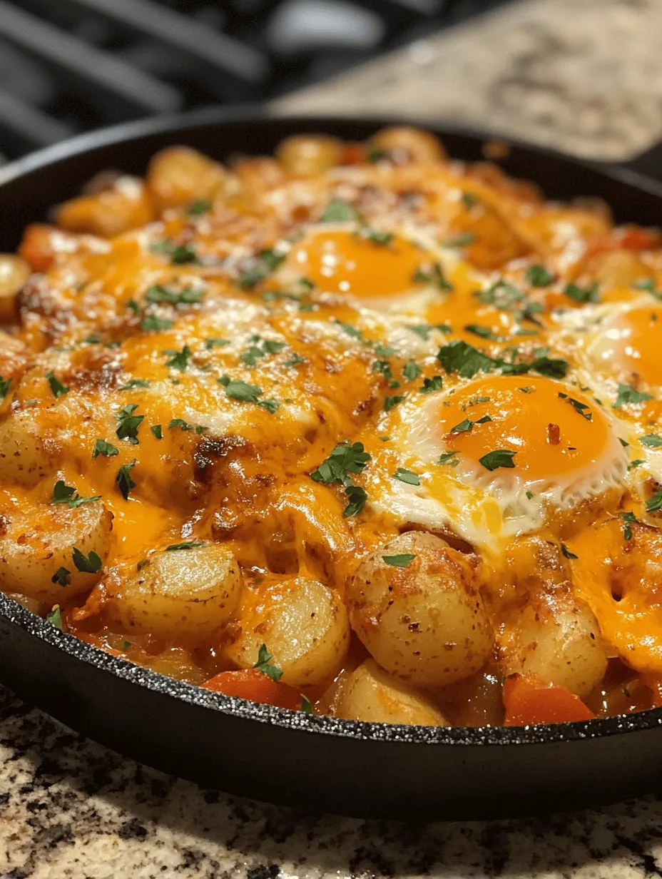 Wake up to the irresistible aroma of a Cheesy Potato and Egg Breakfast Skillet bubbling away on your stovetop! This hearty dish combines crispy potatoes, sautéed veggies, and perfectly cooked eggs, all topped with gooey cheddar cheese. It has become a go-to breakfast in many households for its ease of preparation and mouthwatering flavors. Whether you’re entertaining guests or enjoying a cozy morning at home, this skillet will surely impress everyone at the breakfast table.