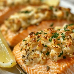 If you're looking to impress your guests with a dish that is as sophisticated as it is delicious, the Elegant Crab and Shrimp Stuffed Salmon is a perfect choice. This exquisite recipe showcases the delicate flavors of fresh salmon, enhanced by a rich and savory filling of succulent crab meat and tender shrimp. The combination of these seafood delights creates a symphony of tastes and textures that is sure to tantalize your taste buds.