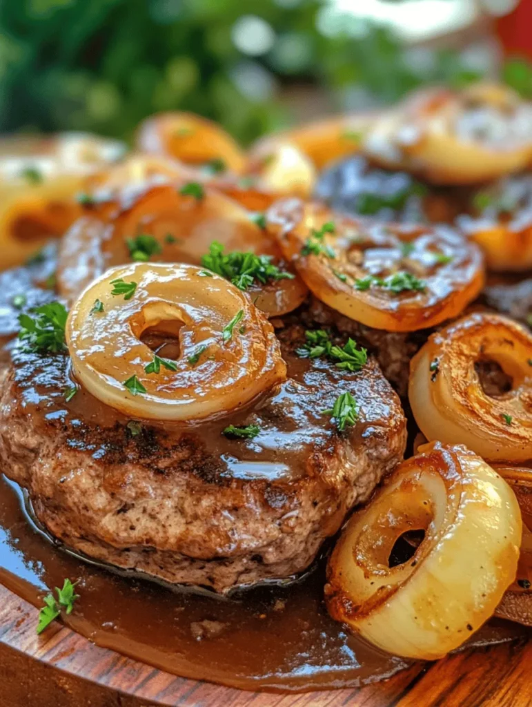 Picture yourself sitting at a cozy dinner table, as the aroma of Juicy Hamburger Steak with Savory Onions and Gravy wafts through the air, teasing your senses. This dish is the epitome of comfort food – juicy, flavorful hamburger steaks topped with melt-in-your-mouth sautéed onions and a rich, savory gravy. It's perfect for family gatherings or a simple weeknight dinner, and it’s a recipe that I hold dear, often reminding me of my childhood dinners with family. The magic of this dish lies in its combination of quality ingredients and straightforward preparation, making it a dish that anyone can master!