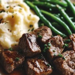 Imagine sinking your teeth into succulent steak bites, sizzling in a rich garlic butter sauce, paired with creamy mashed potatoes and vibrant, crisp green beans. This dish, Sizzling Garlic Butter Steak Bites with Comforting Mash & Crisp Green Beans, is not just a meal; it’s an experience that brings warmth and joy to your dining table. Comfort food has a unique way of creating a sense of home and belonging, making it an essential component of family gatherings and shared meals.