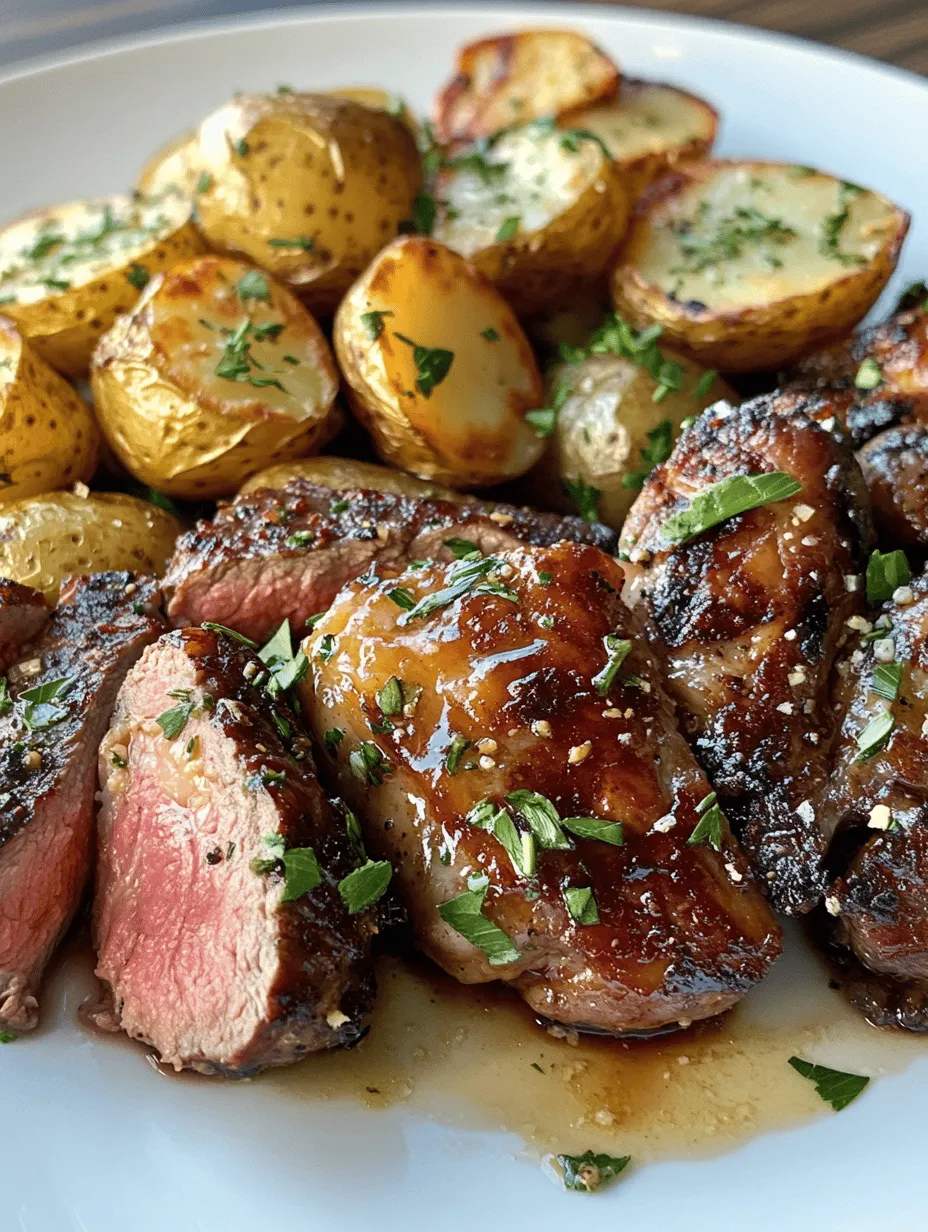 If you’re searching for a show-stopping dish that combines rich flavors with tender textures, look no further than Slow-Cooked Garlic Butter Chicken & Ribeye with Parmesan Potatoes. This recipe is a culinary delight that is perfect for family gatherings, special celebrations, or even a cozy night in. The marriage of succulent chicken thighs, juicy ribeye steaks, and crispy, cheesy potatoes creates a comforting meal that not only pleases the palate but also warms the heart.