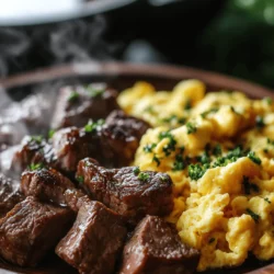 When it comes to breakfast, finding the perfect balance between taste and nutrition can be a challenge. Enter the dynamic duo: Sizzling Steak Bites and Fluffy Eggs. This hearty dish not only tantalizes your taste buds but also provides the essential protein needed to kickstart your day. Imagine juicy, tender pieces of steak combined with light, airy scrambled eggs—each bite is a delightful blend of flavors and textures that can elevate your breakfast experience to new heights.