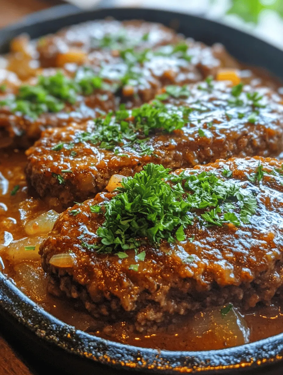 Salisbury steak is a beloved classic that has graced dinner tables for generations, embodying the essence of comfort food. This hearty dish, which consists of seasoned ground beef patties smothered in rich gravy, is a satisfying way to bring warmth and nostalgia into your home dining experience. Homemade meals not only nourish the body but also create cherished memories that linger long after the last bite. The Sizzling Salisbury Steak Delight recipe takes this timeless dish to new heights, offering a savory, mouthwatering experience that is sure to impress family and friends alike.