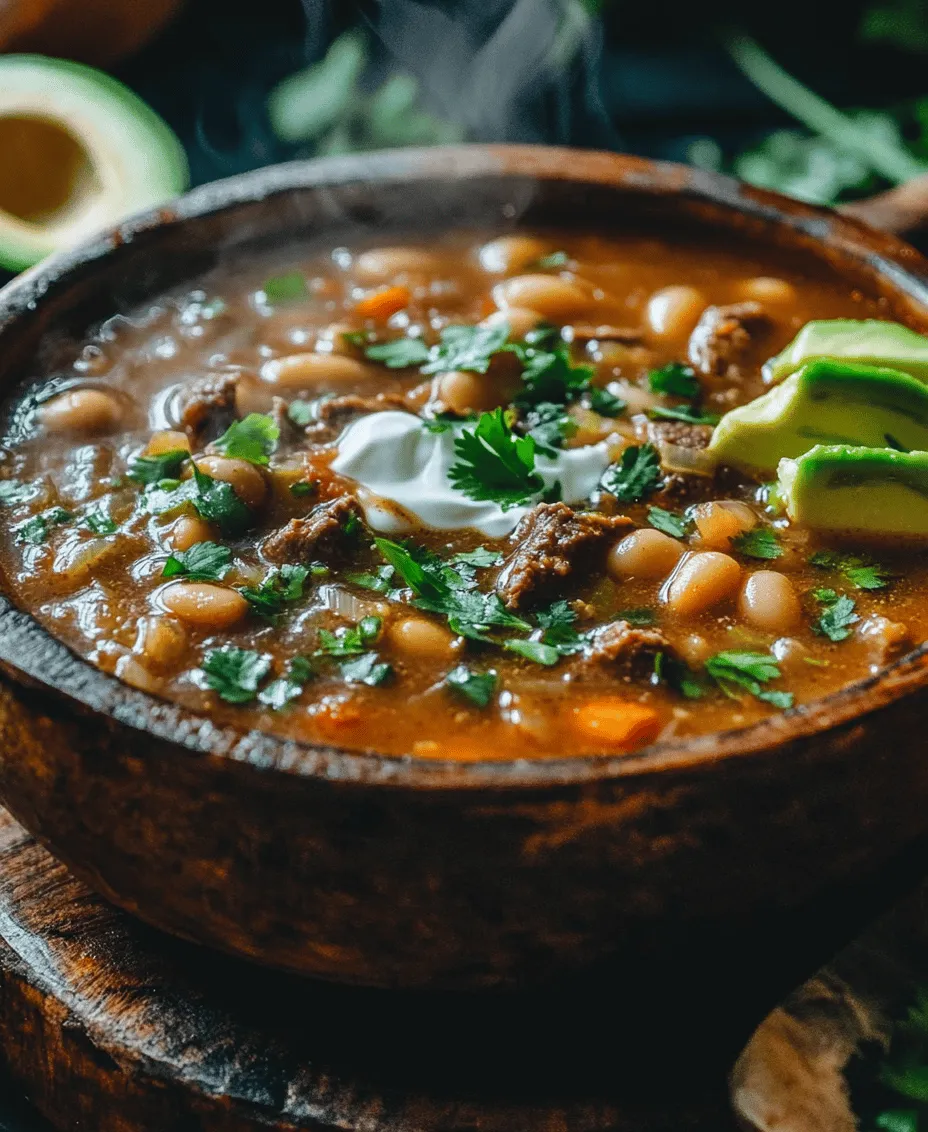 Soups have long been celebrated for their ability to provide comfort and warmth, making them a staple in many cultures around the world. This Hearty Pinto Bean, Green Chile & Beef Soup is no exception. It combines the heartiness of beef and beans with the freshness of vegetables, resulting in a dish that is not only delicious but also filling. The creamy texture of pinto beans together with the tender chunks of beef creates a satisfying meal that warms both the body and soul.