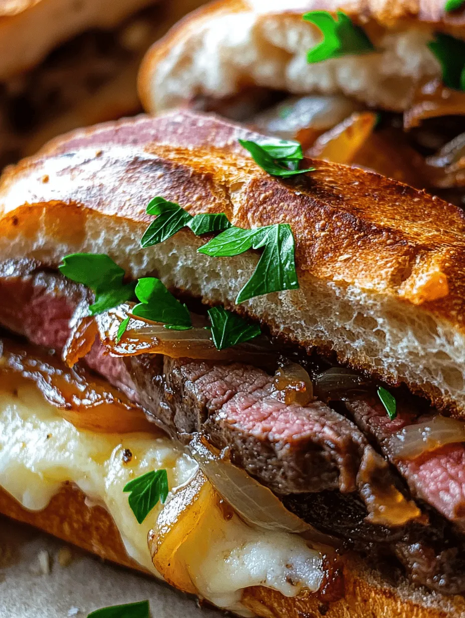 Savory French onion steak sandwiches are a culinary delight that marries the rich, robust flavors of perfectly cooked steak with the sweet, caramelized essence of onions, all nestled between slices of crusty, fresh bread. This dish offers a tantalizing experience for both the palate and the senses, making it a favorite among sandwich lovers and steak enthusiasts alike. The fusion of textures—from the tender steak to the velvety onions and the crispy bread—creates a symphony of flavors that can elevate any meal, whether it's a casual weeknight dinner or a weekend gathering with friends.