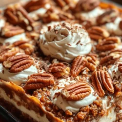 Welcome to the delightful intersection of tradition and innovation with our Decadent Pecan Pie Lasagna Recipe. This dessert masterpiece reimagines the classic pecan pie, transforming it into a layered delight that is both visually stunning and incredibly satisfying. Imagine the rich, nutty flavors of a traditional pecan pie, paired with the creamy texture of a luscious cream cheese layer, all nestled between buttery layers of graham cracker crust. This dessert is not just a treat for the taste buds; it’s a feast for the eyes, making it perfect for gatherings, holidays, or simply when you want to indulge in something special.