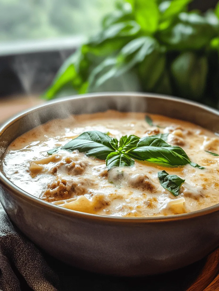 If you’re looking for a cozy, heartwarming dish that marries the rich flavors of classic Italian lasagna with the heartiness of a warm soup, look no further than Creamy Alfredo Lasagna Soup. This delightful recipe brings together all the comforting elements of lasagna—layers of pasta, savory sausage, and creamy cheeses—into a single bowl of deliciousness. Perfect for chilly evenings or family gatherings, this soup not only satisfies hunger but also warms the soul.