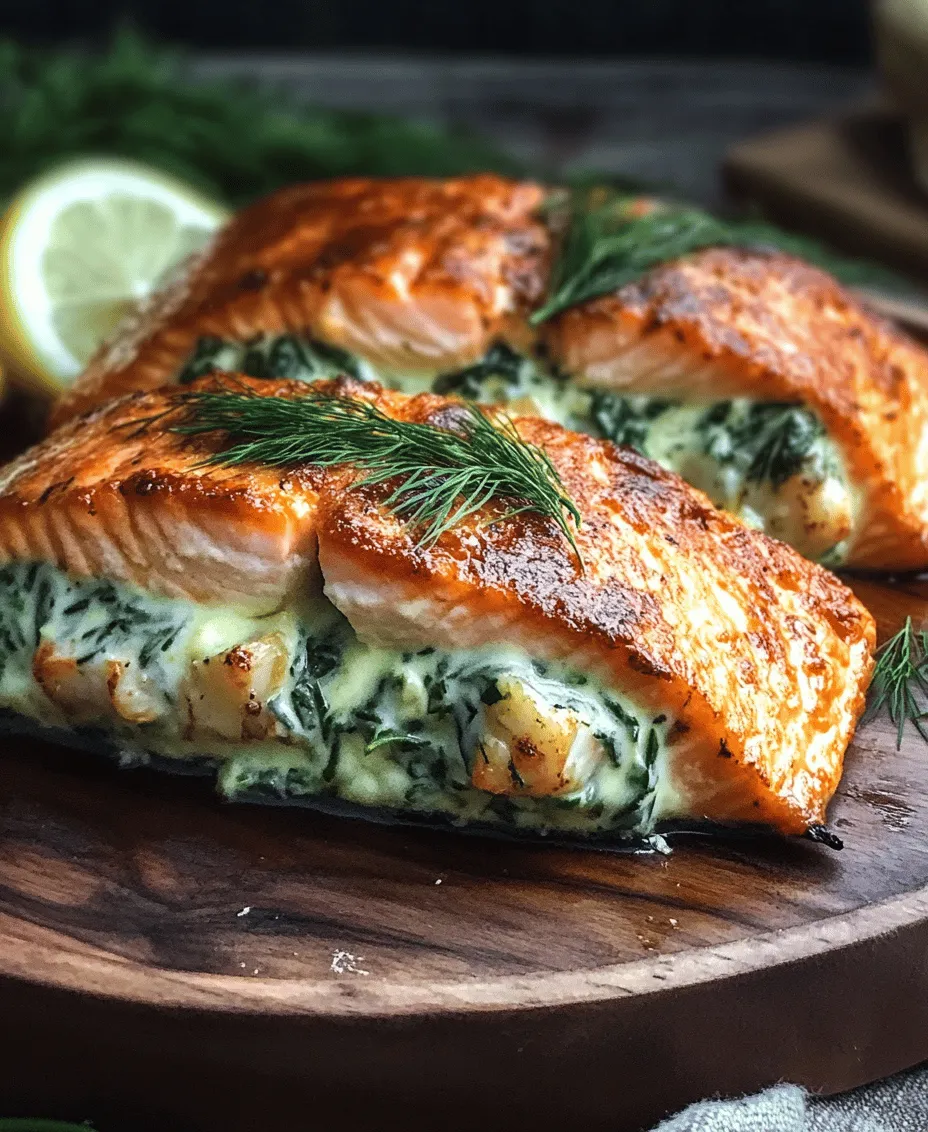 If you're in search of a dish that combines elegance with comfort, look no further than Spinach and Crab Stuffed Salmon with Lemon Cream Sauce. This gourmet recipe not only impresses with its presentation but also delights the palate with a symphony of flavors. The succulent salmon fillets are generously filled with a creamy mixture of fresh spinach and tender crab, then topped with a zesty lemon cream sauce that elevates the dish to a whole new level.