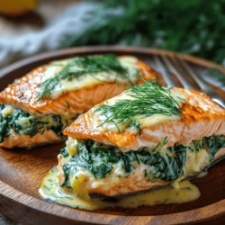 If you're in search of a dish that combines elegance with comfort, look no further than Spinach and Crab Stuffed Salmon with Lemon Cream Sauce. This gourmet recipe not only impresses with its presentation but also delights the palate with a symphony of flavors. The succulent salmon fillets are generously filled with a creamy mixture of fresh spinach and tender crab, then topped with a zesty lemon cream sauce that elevates the dish to a whole new level.