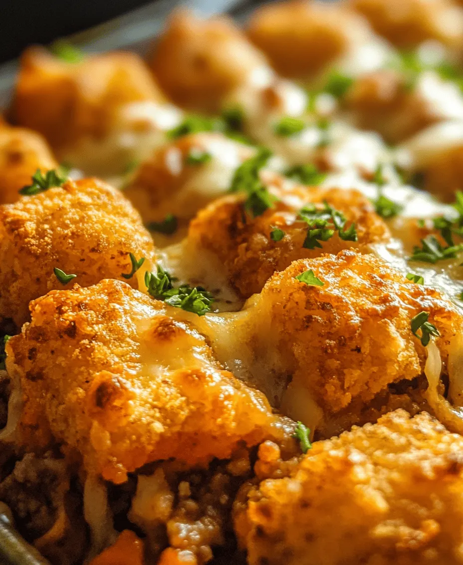 If you’re in search of a comforting and hearty dish that brings joy to family dinners, gatherings, or potlucks, look no further than the Cheesy Tater Tot Casserole. This delightful recipe combines the irresistible crunch of tater tots with a medley of savory ingredients, creating a dish that is not only satisfying but also incredibly easy to prepare. The nostalgic factor of tater tots evokes warm memories of childhood, making this casserole a favorite among both kids and adults alike.