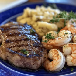 When it comes to impressive meals that elevate any dining experience, few dishes can compete with the delectable combination of a perfectly seared ribeye steak paired with creamy garlic shrimp. This recipe encapsulates indulgence, making it an ideal choice for special occasions, romantic dinners, or simply a cozy night in. The rich flavors of the steak beautifully complement the succulent shrimp, creating a harmonious blend that tantalizes the taste buds.