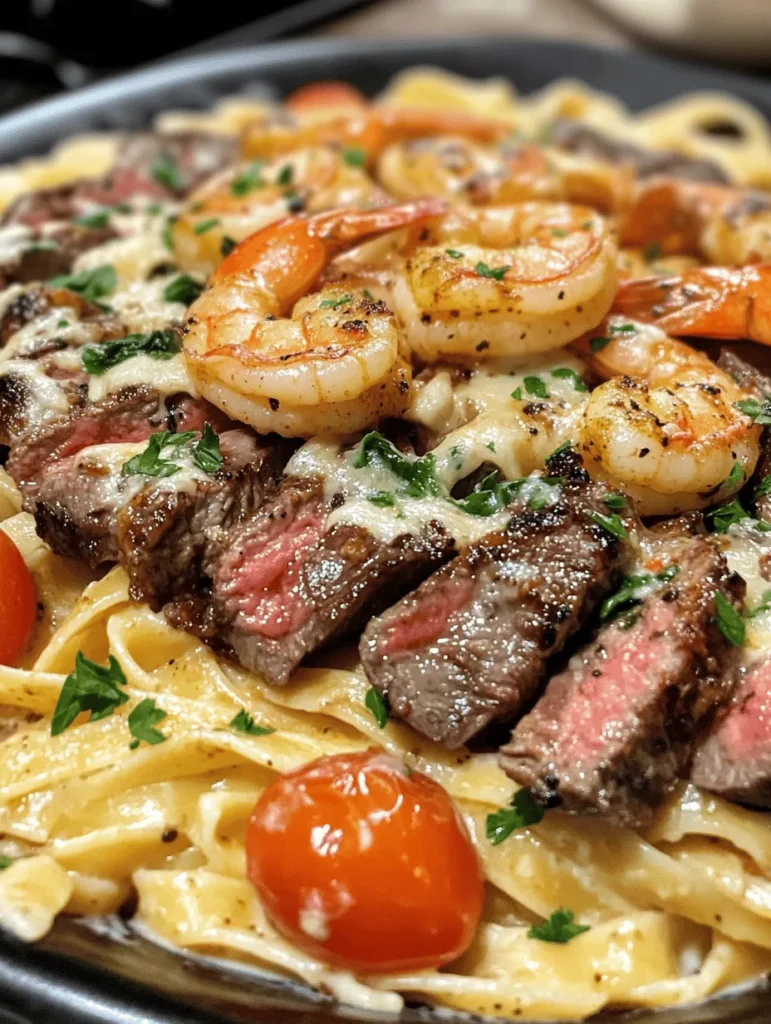 Are you ready to elevate your dinner game? This Cajun Shrimp and Steak Alfredo Pasta Extravaganza is a showstopper that brings the bold flavors of the Cajun South to your dinner table! Bursting with buttery shrimp, tender steak, and creamy Alfredo sauce, this dish promises to be a hit whether you're hosting a dinner party or enjoying a cozy night in. With its vibrant colors and delightful taste, this recipe is not only delicious but also visually stunning.