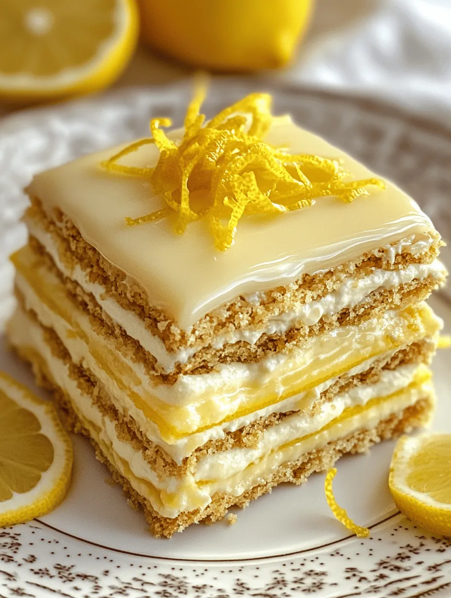 If you’re searching for a dessert that embodies the perfect balance of refreshing citrus flavor and creamy indulgence, look no further than the Luscious Lemon Éclair Cake. This delightful no-bake treat is not just a feast for the eyes but also a refreshing way to satisfy your sweet tooth, particularly during the warmer months when the last thing you want to do is turn on the oven. With its multi-layered structure and a symphony of flavors, this cake is a true showstopper that’s perfect for any gathering, from family picnics to elegant dinner parties.