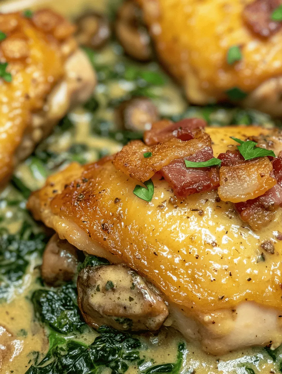 Smothered Chicken with Creamed Spinach, Bacon, and Mushrooms: A Comfort Food Classic